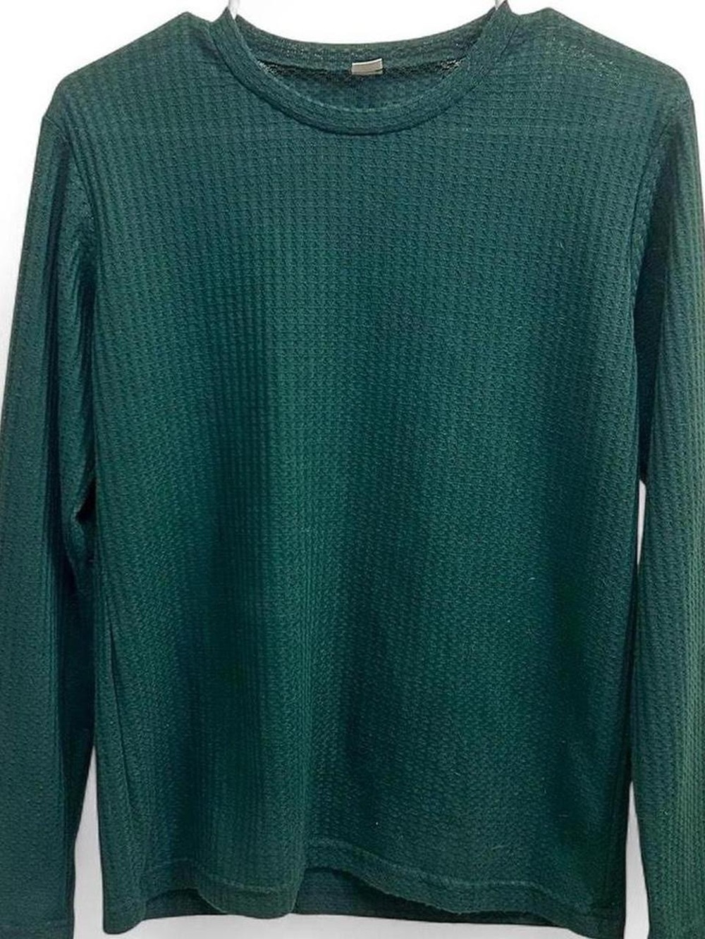 Emerald green waffle knit long sleeve shirt